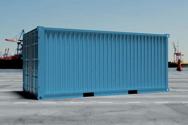 Mock up view of a container on a dock - 3d rendering
